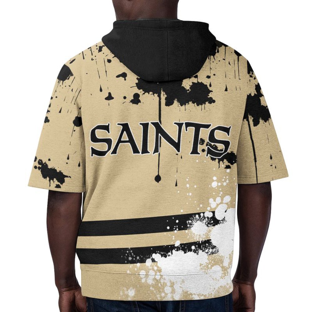 Stocktee New Orleans Saints Summer Short Sleeve Pullover Hoodie NEW033031