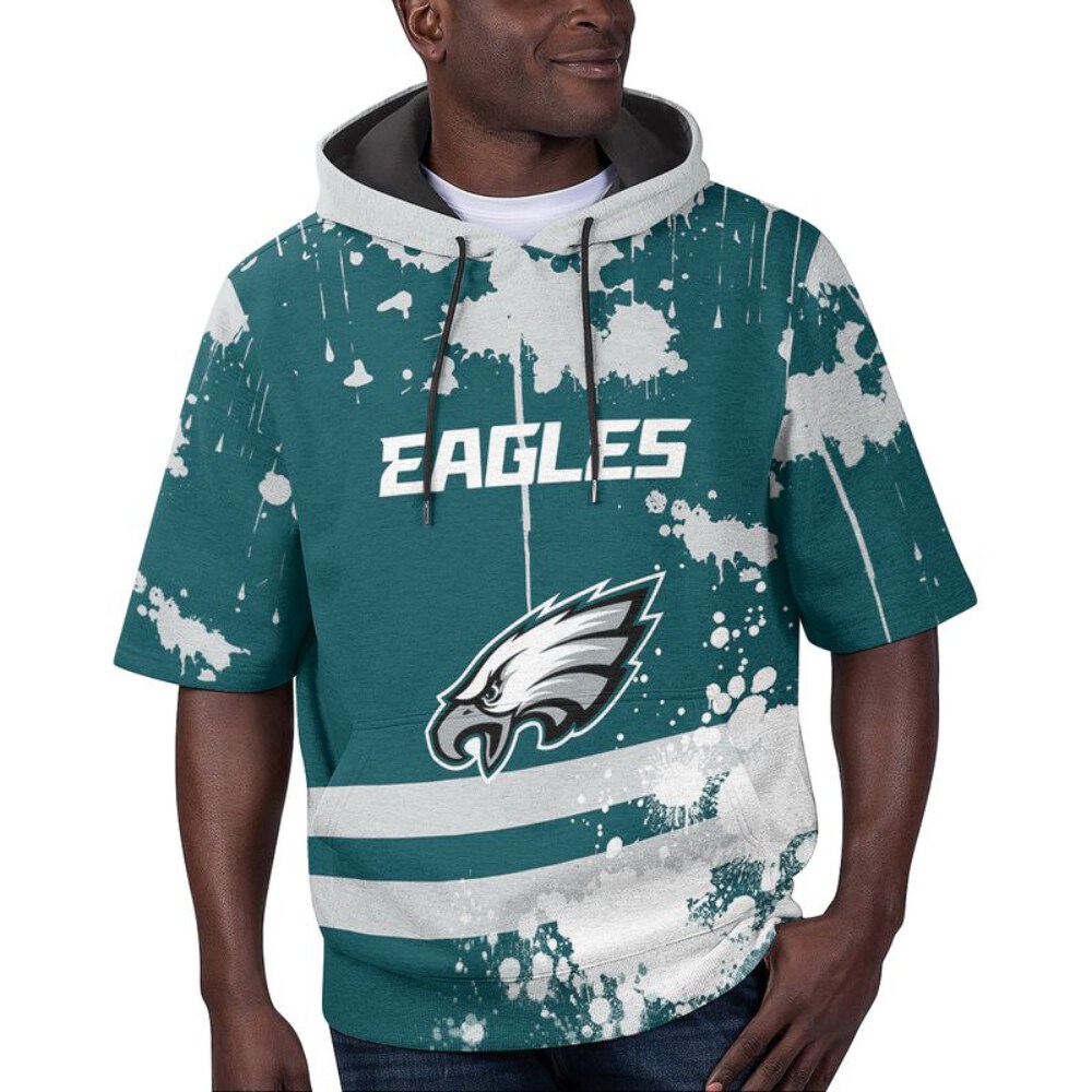 Stocktee Philadelphia Eagles Summer Short Sleeve Pullover Hoodie NEW033024