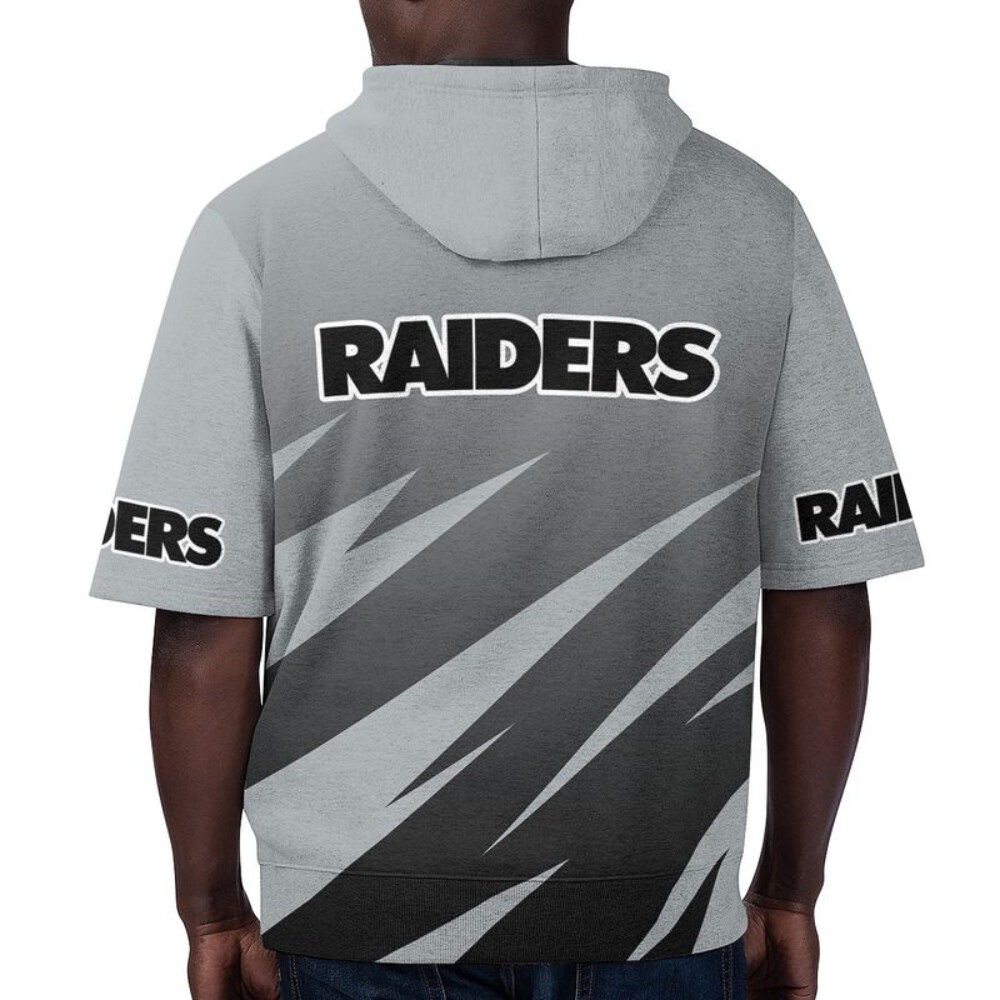 Stocktee Las Vegas Raiders Stripe Pattern Summer  Short Sleeve Pullover Hoodie Size S-5XL NEW036006