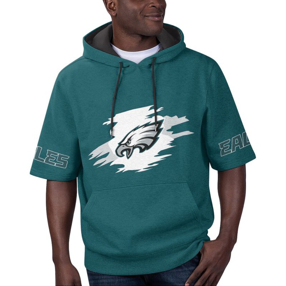 Stocktee Philadelphia Eagles Summer Short Sleeve Pullover Hoodie NEW029324