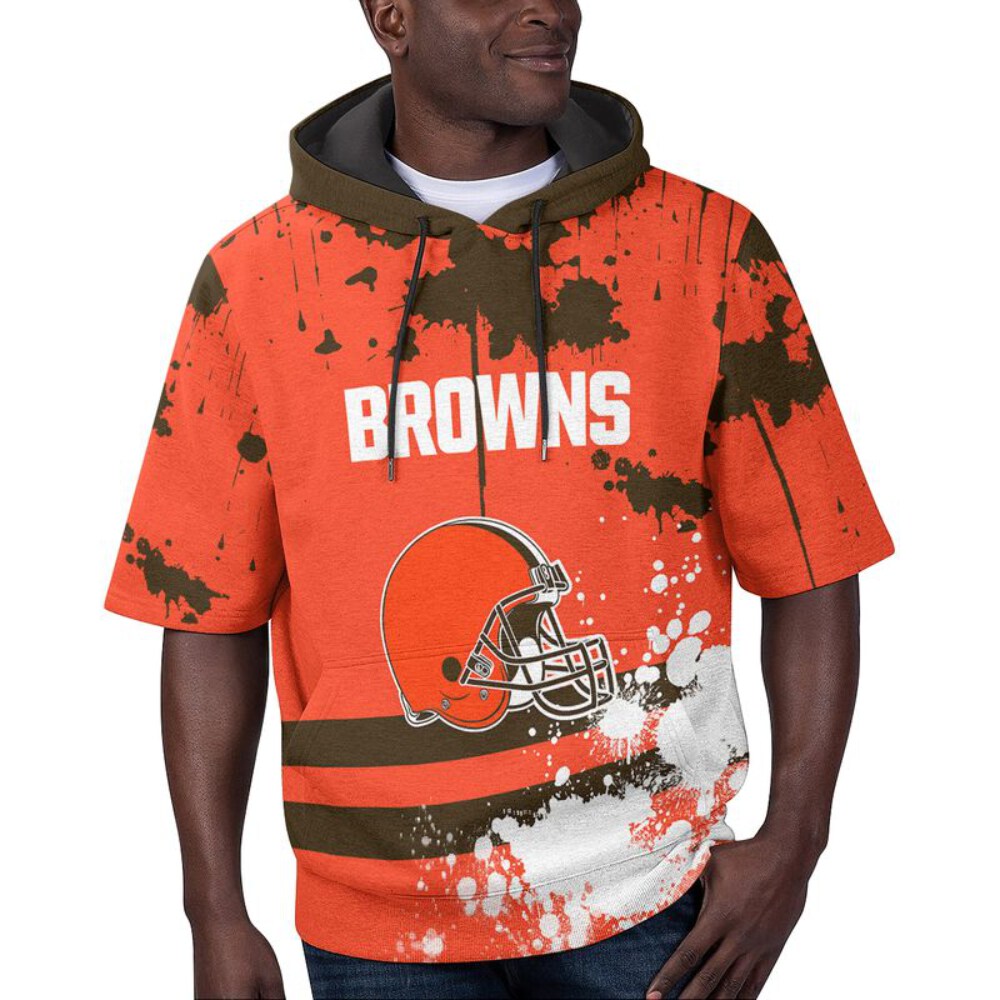 Stocktee Cleveland Browns Summer Short Sleeve Pullover Hoodie NEW033004
