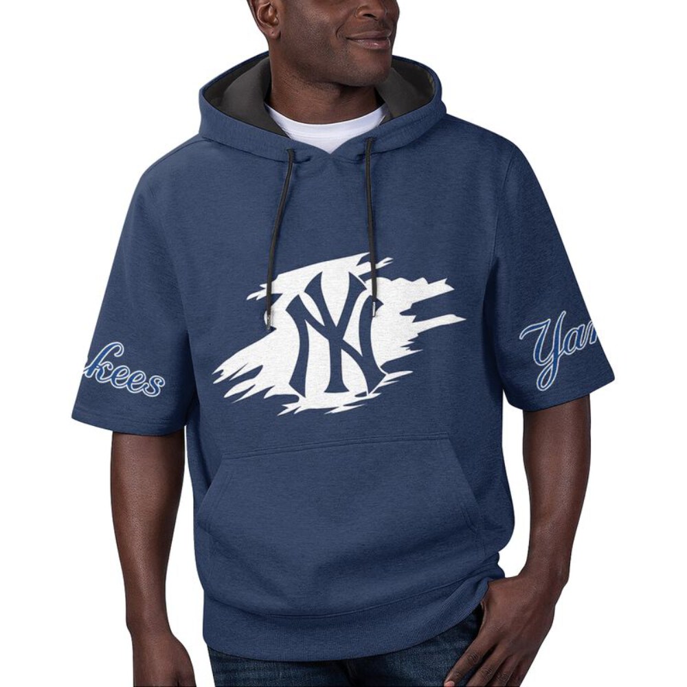 Stocktee New York Yankees Summer Short Sleeve Pullover Hoodie NEW029351
