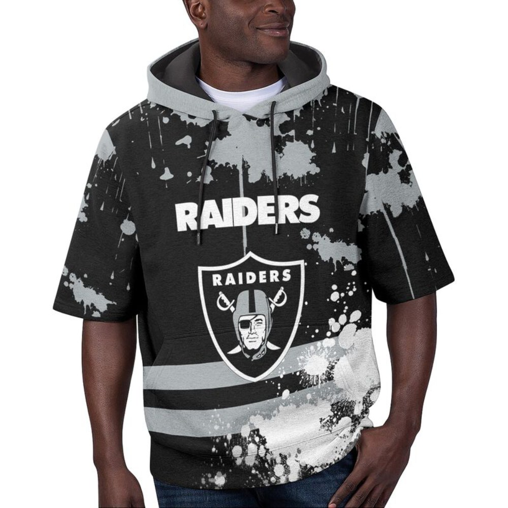 Stocktee Las Vegas Raiders Summer Short Sleeve Pullover Hoodie NEW033006