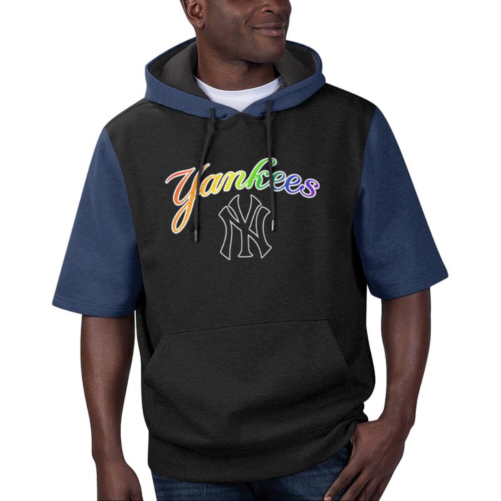 Stocktee New York Yankees Rainbow Pattern Summer Short Sleeve Pullover Hoodie Size S-5XL NEW029451