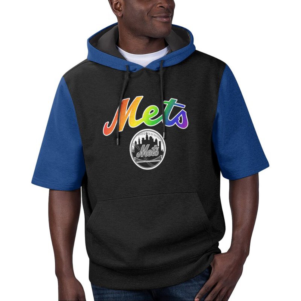 Stocktee New York Mets Rainbow Pattern Summer Short Sleeve Pullover Hoodie Size S-5XL NEW029450