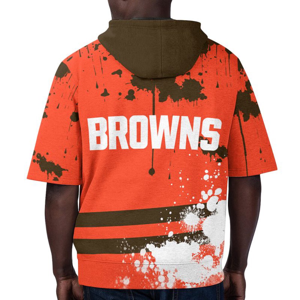 Stocktee Cleveland Browns Summer Short Sleeve Pullover Hoodie NEW033004