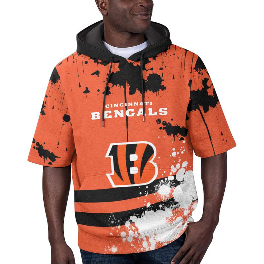 Stocktee Cincinnati Bengals Summer Short Sleeve Pullover Hoodie NEW033012