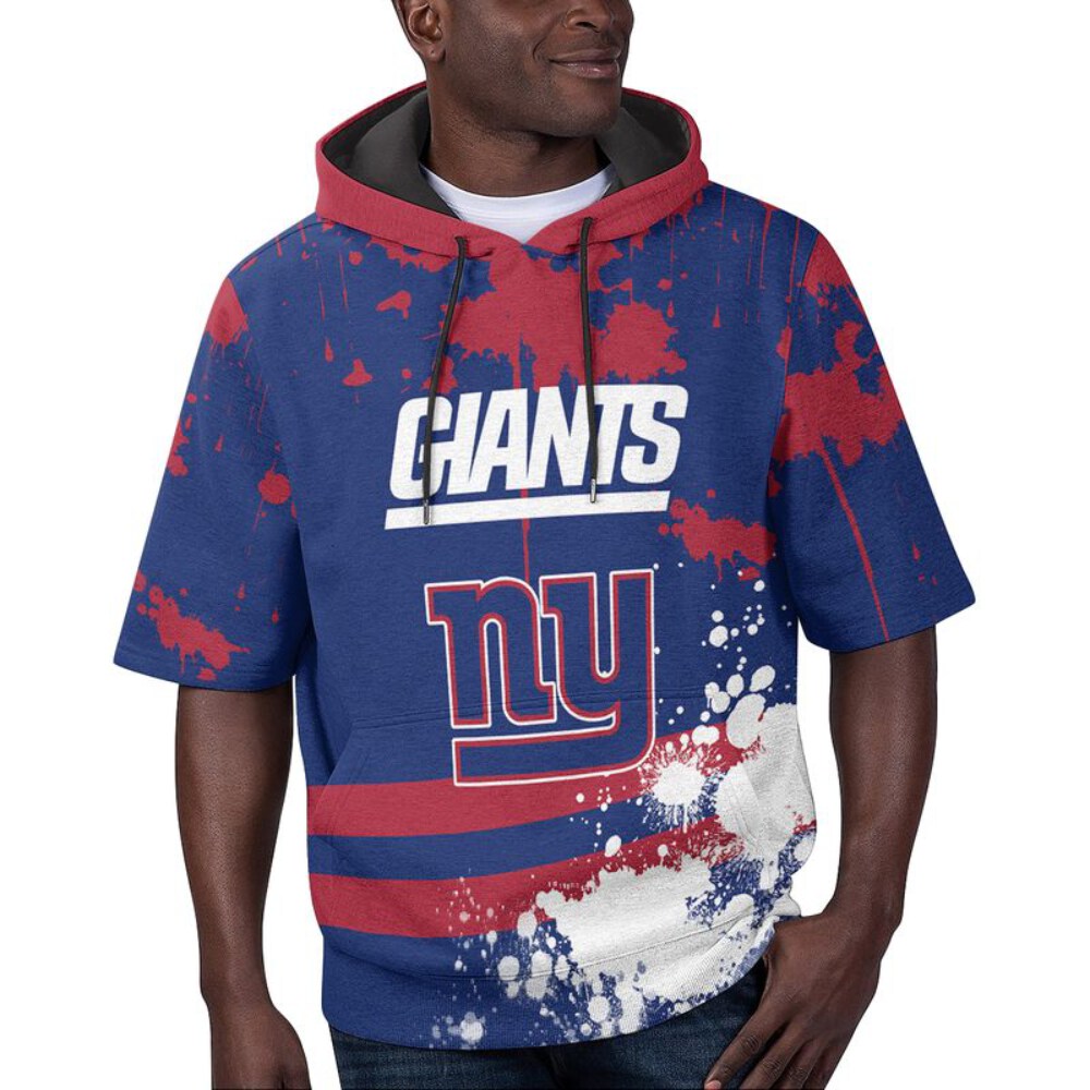 Stocktee New York Giants Summer Short Sleeve Pullover Hoodie NEW033020