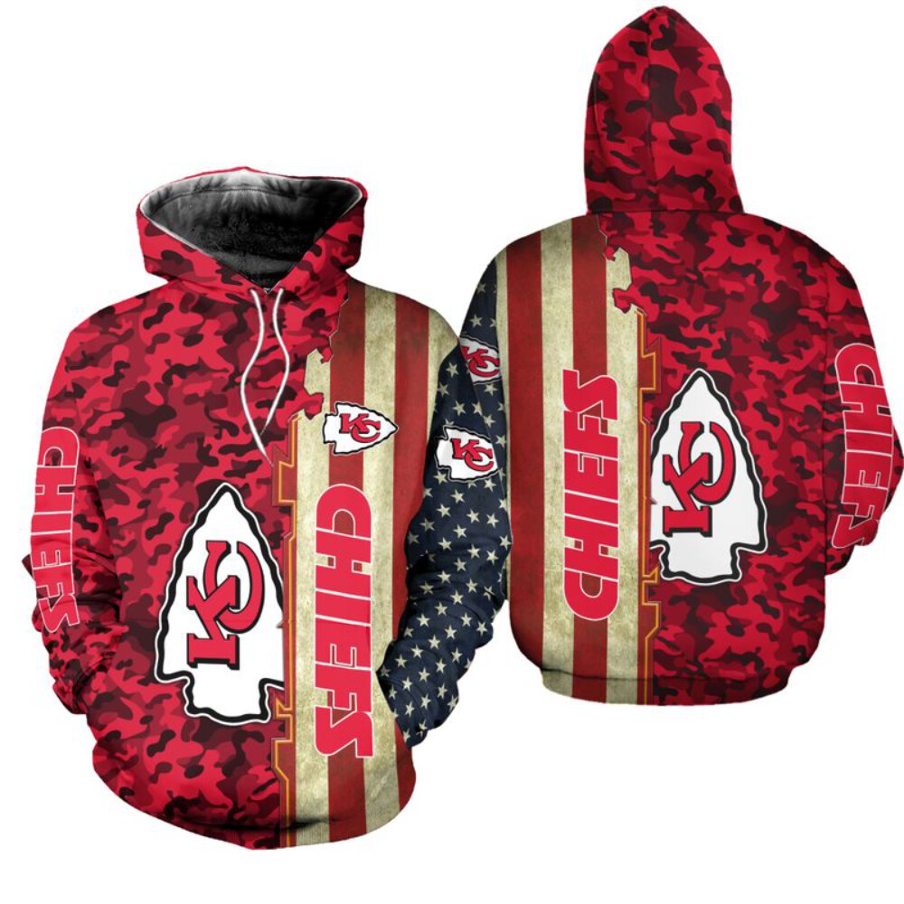 Stocktee Kansas City Chiefs America Flag All Over Print Hoodie Zip Hoodie Unisex Size NEW075810