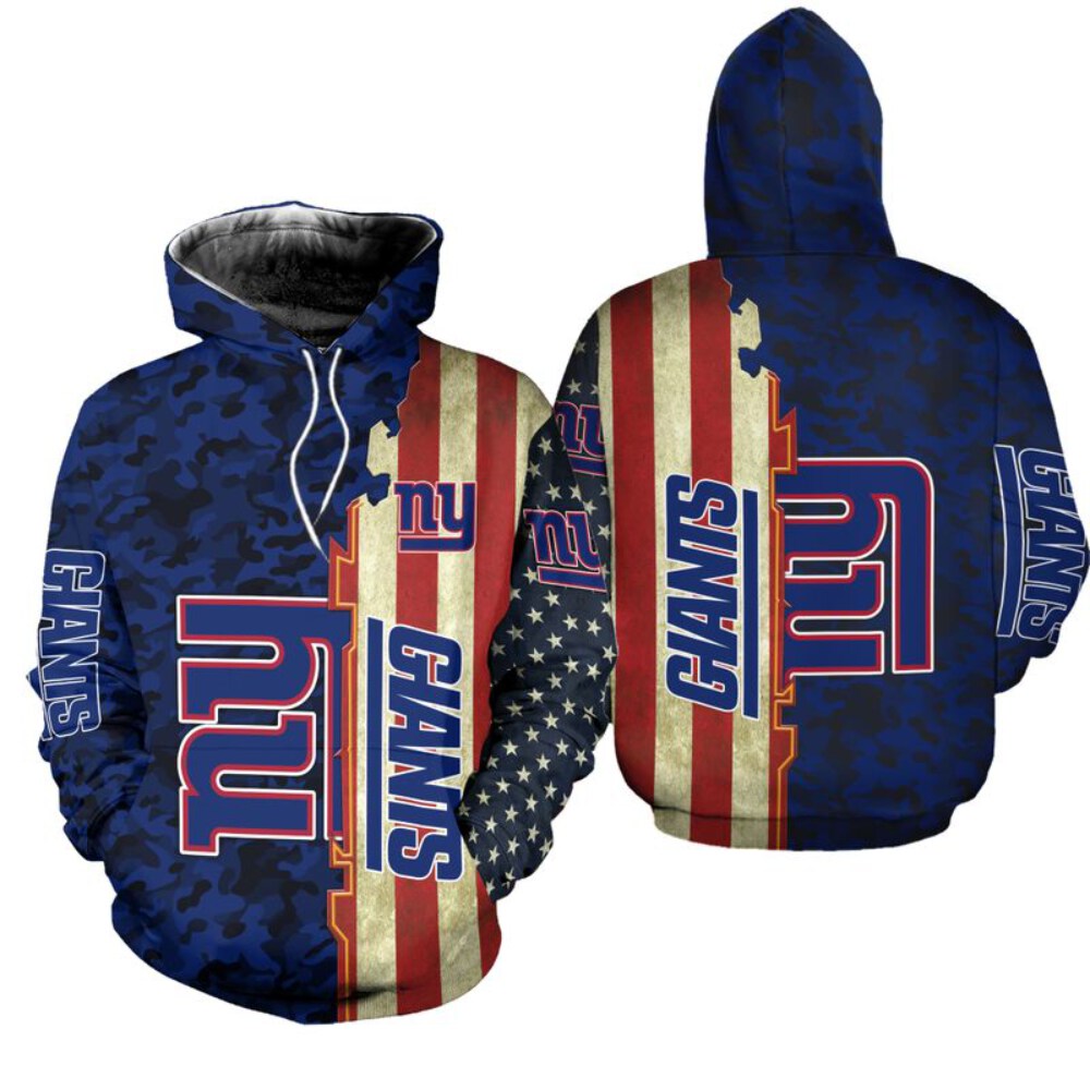 Stocktee New York Giants America Flag All Over Print Hoodie Zip Hoodie Unisex Size NEW075820