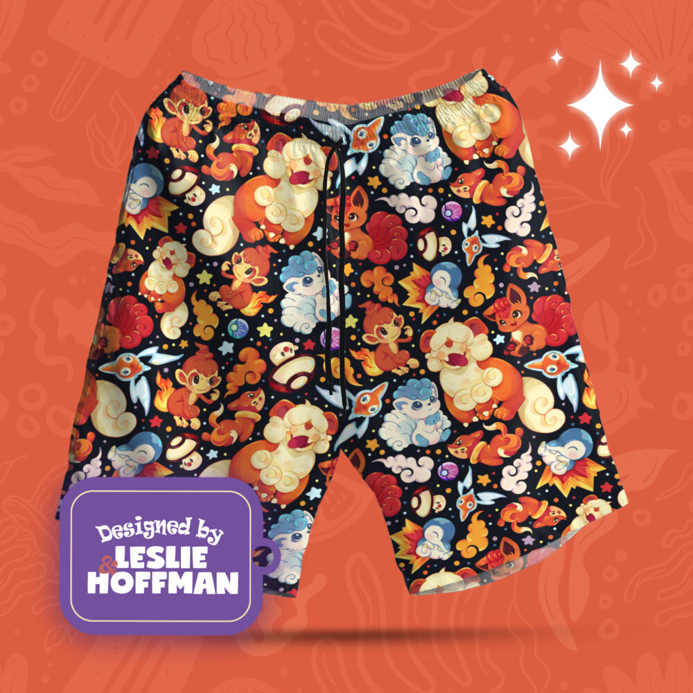 Growlithe Orange Poke Shorts, Women’s Board Shorts