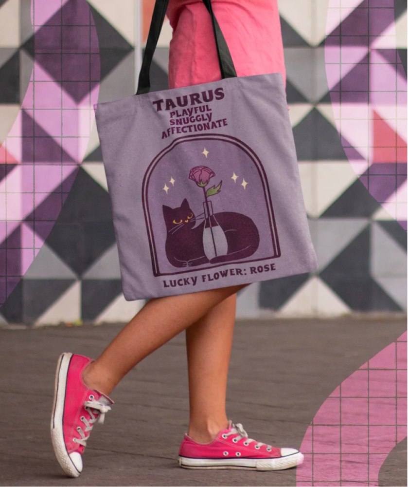 DARK SPOOKY CAT ASTROLOGY TOTE BAG