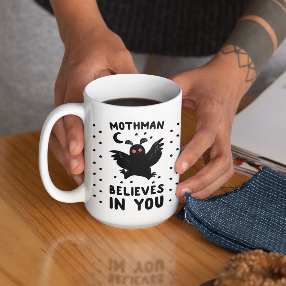 Mothman Coffee Mug - Funny Coffee Mugs Adult Humor, Unique Novelty Coffee Mugs for Cryptid Lovers, Double-Sided Print Ceramic Coffee Cups