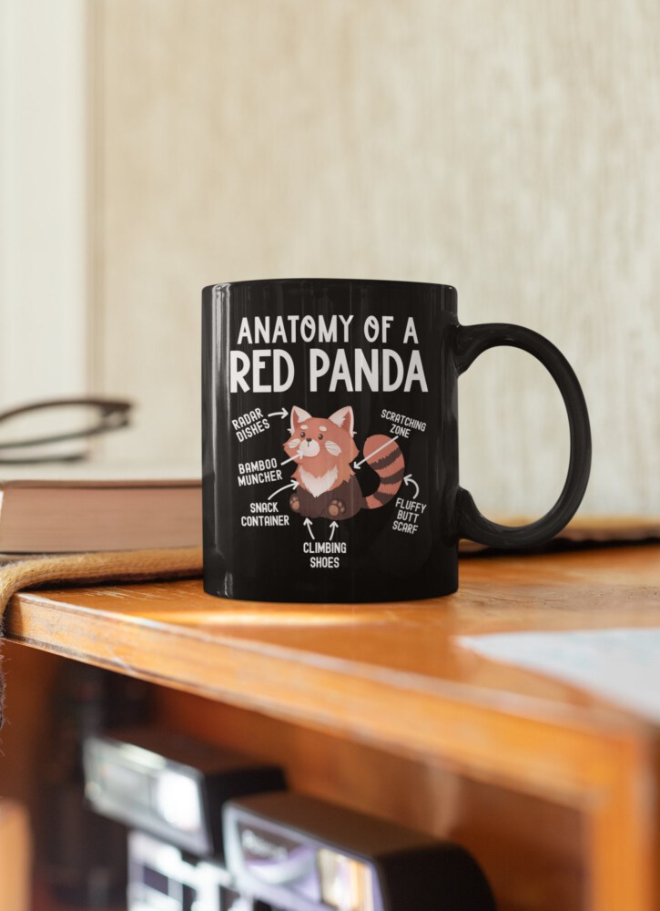 Anatomy of a Red Panda Mug, Panda Lover Mug, Funny Red Panda Mug, Vintage Pandazilla Ceramic Mug 