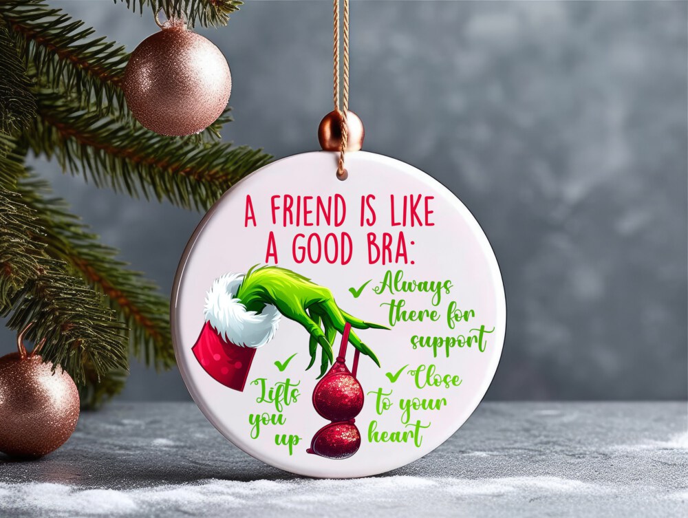 Hand Ornament, Bra Ornament, Friend Christmas Ornament, Best friend Christmas gift for her Christmas friend, Good friend is like a good Bra
