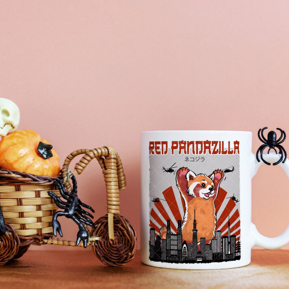 Red Pandazilla Mug, Panda Lover Mug, Funny Red Panda Mug, Vintage Pandazilla Ceramic Mug 