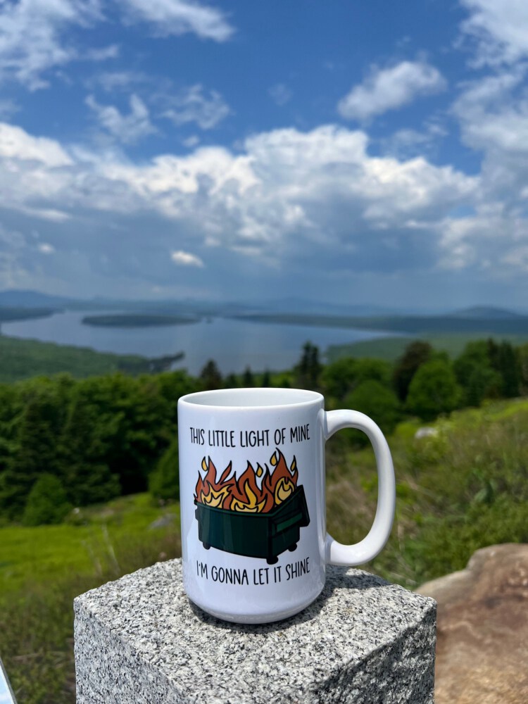 Dumpster Fire Coffee Mug: Let Your Light Shine | Funny Ceramic Mug for Coffee Lovers | Sarcastic Quote Cup | Unique Gift Idea