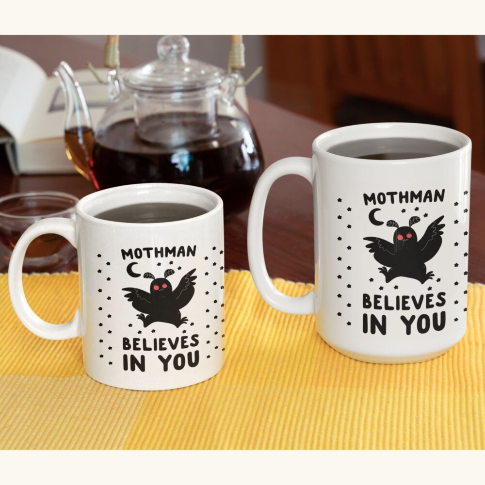 Mothman Coffee Mug - Funny Coffee Mugs Adult Humor, Unique Novelty Coffee Mugs for Cryptid Lovers, Double-Sided Print Ceramic Coffee Cups