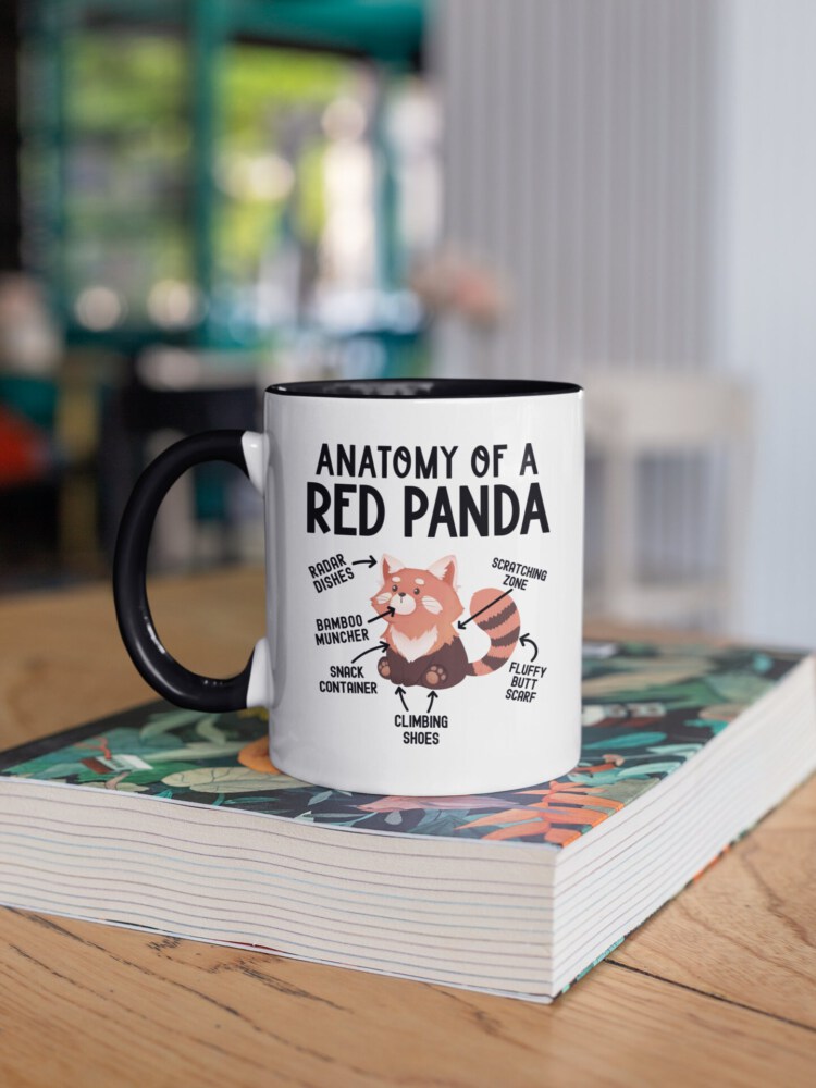 Anatomy of a Red Panda Mug, Panda Lover Mug, Funny Red Panda Mug, Vintage Pandazilla Ceramic Mug 
