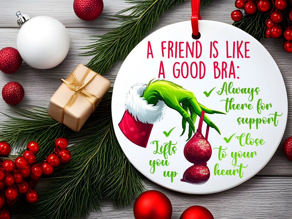 Hand Ornament, Bra Ornament, Friend Christmas Ornament, Best friend Christmas gift for her Christmas friend, Good friend is like a good Bra