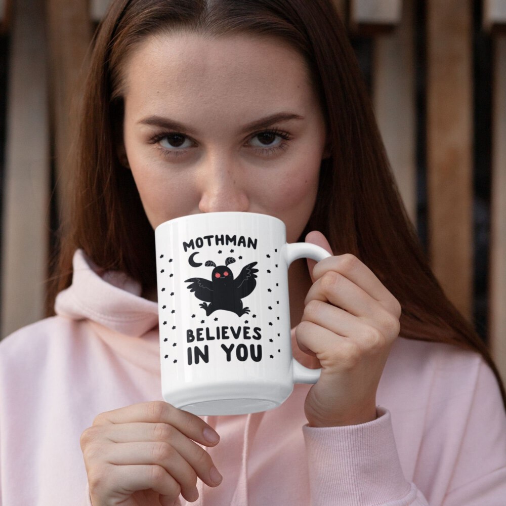 Mothman Coffee Mug - Funny Coffee Mugs Adult Humor, Unique Novelty Coffee Mugs for Cryptid Lovers, Double-Sided Print Ceramic Coffee Cups