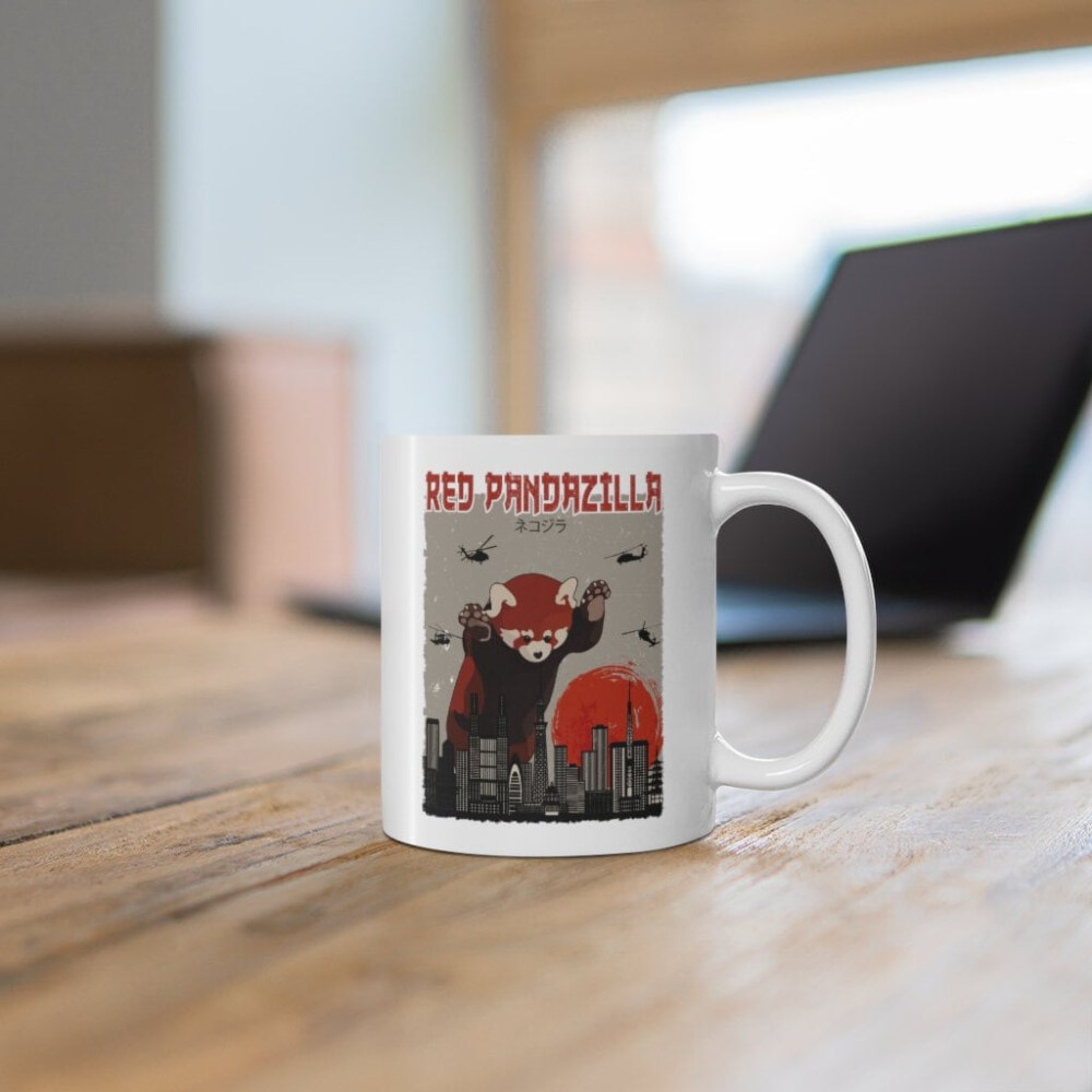 Red Pandazilla Mug, Panda Lover Mug, Funny Red Panda Mug, Vintage Pandazilla Ceramic Mug 