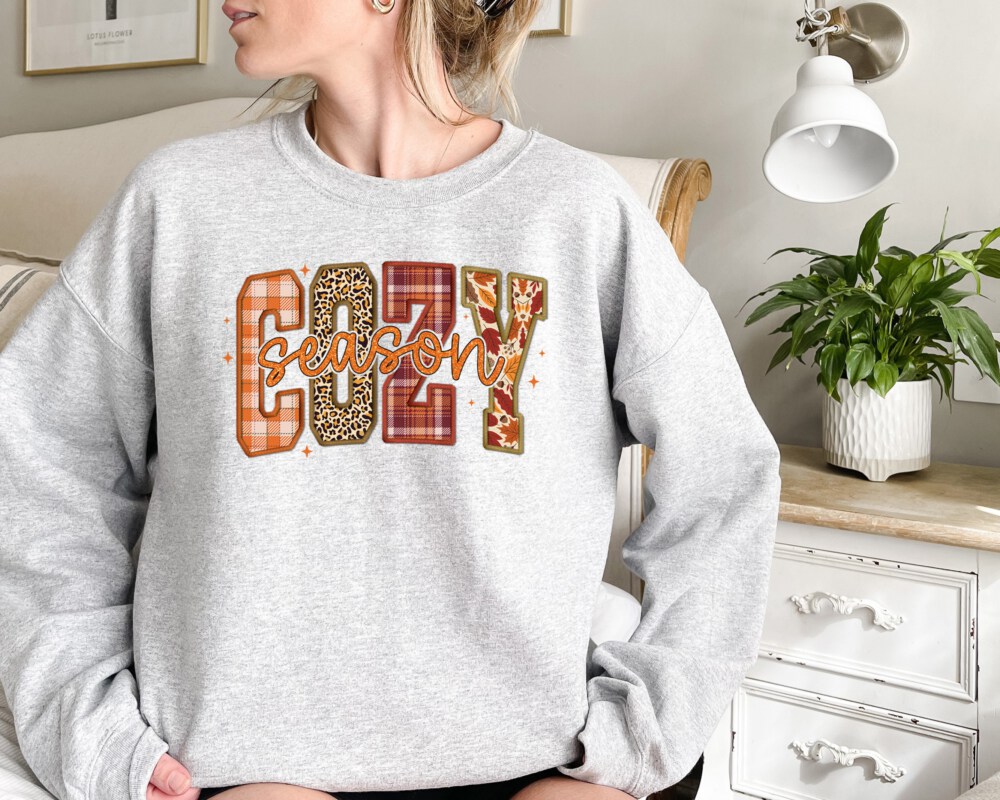 Cozy Season Sweatshirt, Retro Fall Sweatshirt, Get Cozy Sweatshirt, Womens Fall Sweaters, Fall Graphic Tee, Women Fall Shirt,Sweater Weather