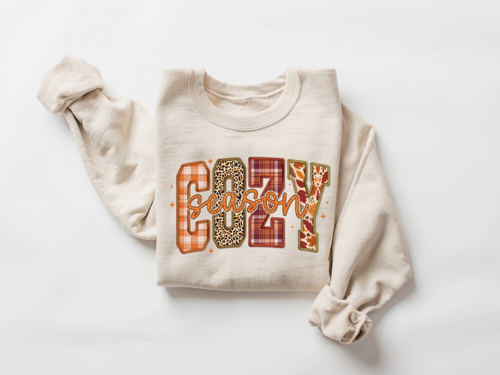Cozy Season Sweatshirt, Retro Fall Sweatshirt, Get Cozy Sweatshirt, Womens Fall Sweaters, Fall Graphic Tee, Women Fall Shirt,Sweater Weather
