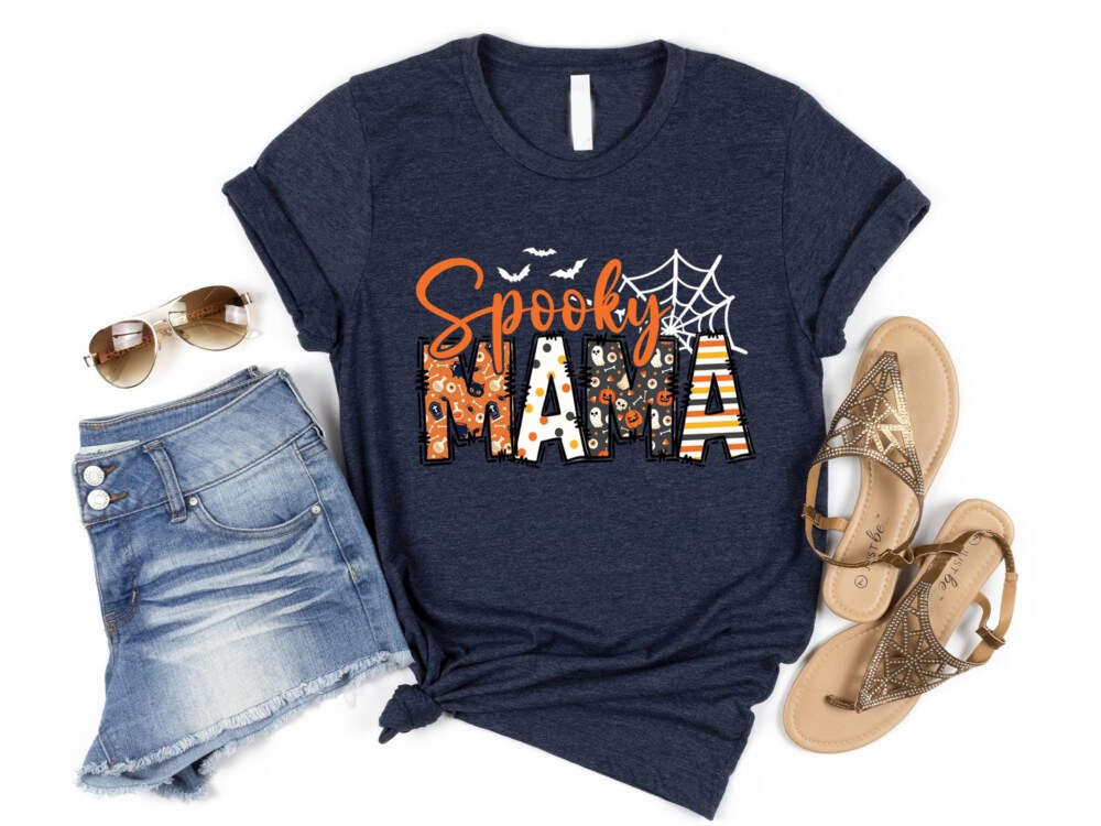 Spooky Mama Shirt, Retro Halloween Shirt For Mother, Halloween Mom Shirt Gift, Halloween Mama Tshirt, Spooky Season, Retro Shirt.