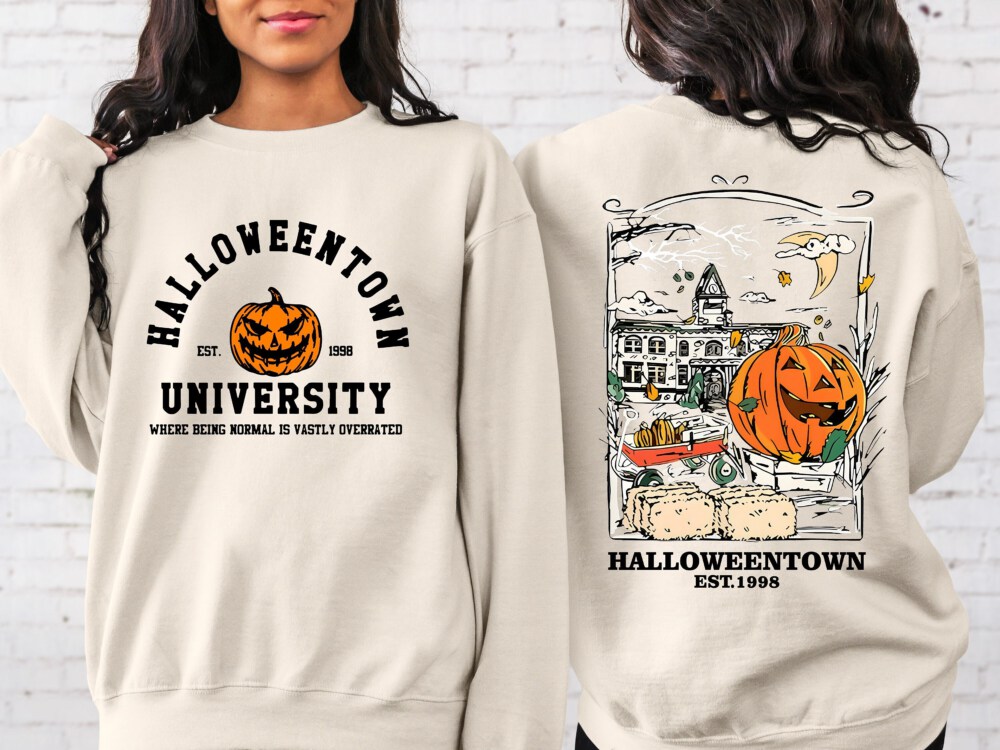 Halloweentown Est 1998 Back and Front Sweatshirt, Retro Halloween Town Crewneck Sweater Halloweentown University Halloween Fall Sweatshirt
