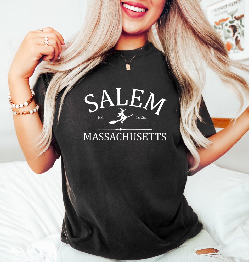 Comfort Colors® Salem Massachusetts shirt, pooky shirt for her, Witch shirt, Halloween Party Shirt, Salem Broom Company tshirt, iprintasty