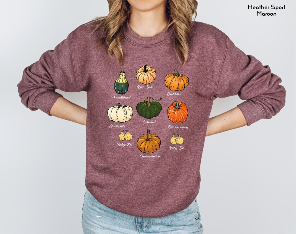 Type Of Pumpkins Sweatshirt, Fall Halloween Pumpkin Patch Shirt, Pumpkin Season Sweater, Holiday Tee, Autumn Sweater, Thanksgiving Gift