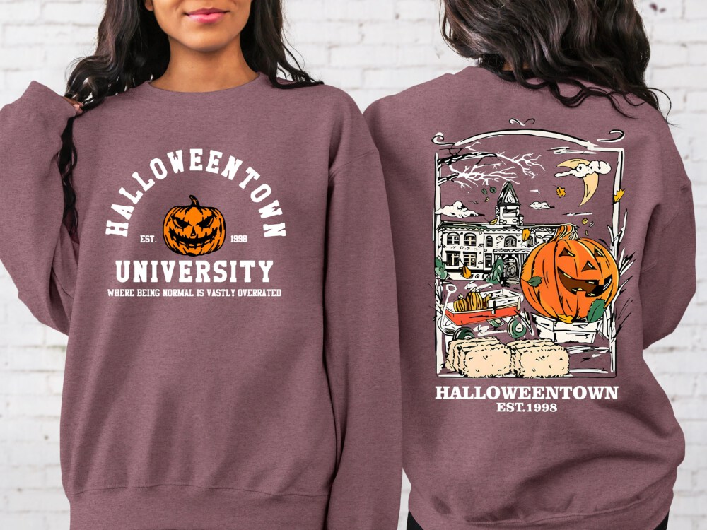 Halloweentown Est 1998 Back and Front Sweatshirt, Retro Halloween Town Crewneck Sweater Halloweentown University Halloween Fall Sweatshirt