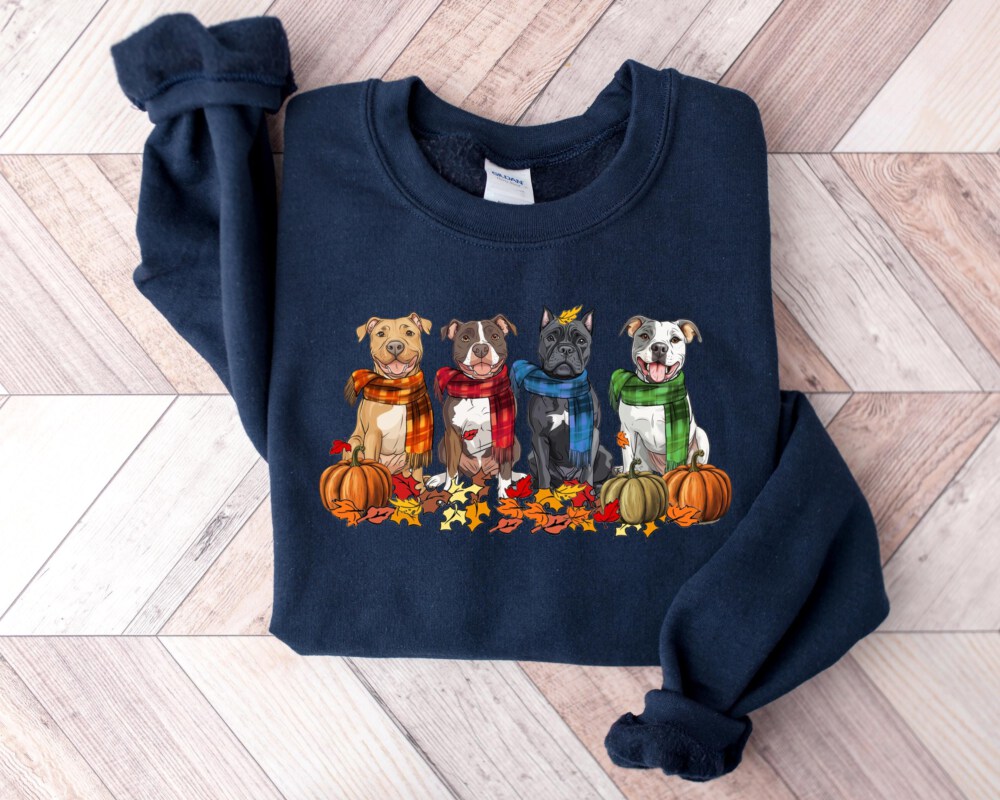 Pitbull Fall Dog Sweatshirt, Pitbull Ghost Dogs sweatshirt,Fall dog Shirt, Dog Lover Shirt, Pumpkin dog shirt, Thanksgiving shirt