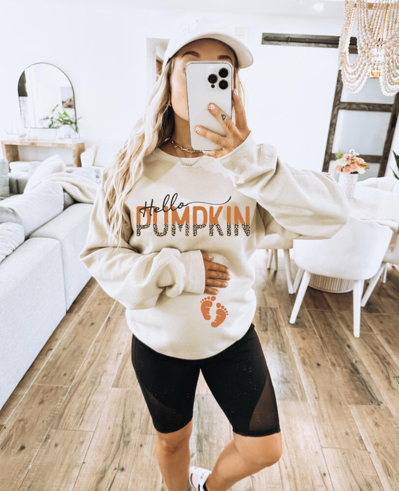 hello pumpkin pregnancy sweater - hello pumpkin pregnancy announcement sweatshirt - fall pregnancy sweaters - fall pregnancy shirt -pullover