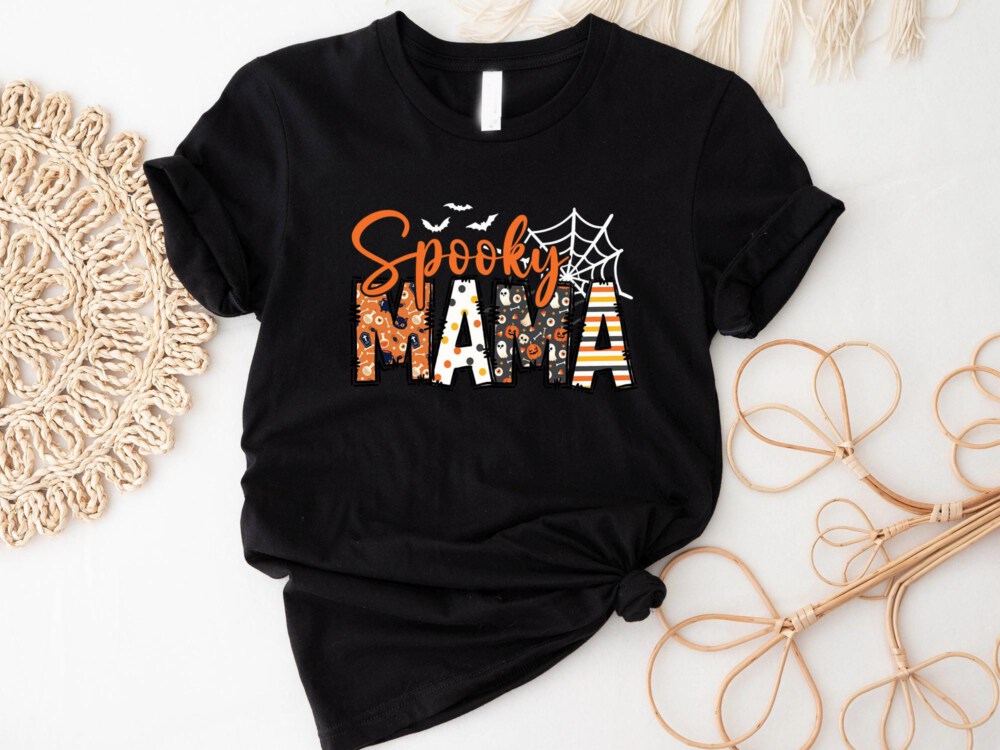 Spooky Mama Shirt, Retro Halloween Shirt For Mother, Halloween Mom Shirt Gift, Halloween Mama Tshirt, Spooky Season, Retro Shirt.