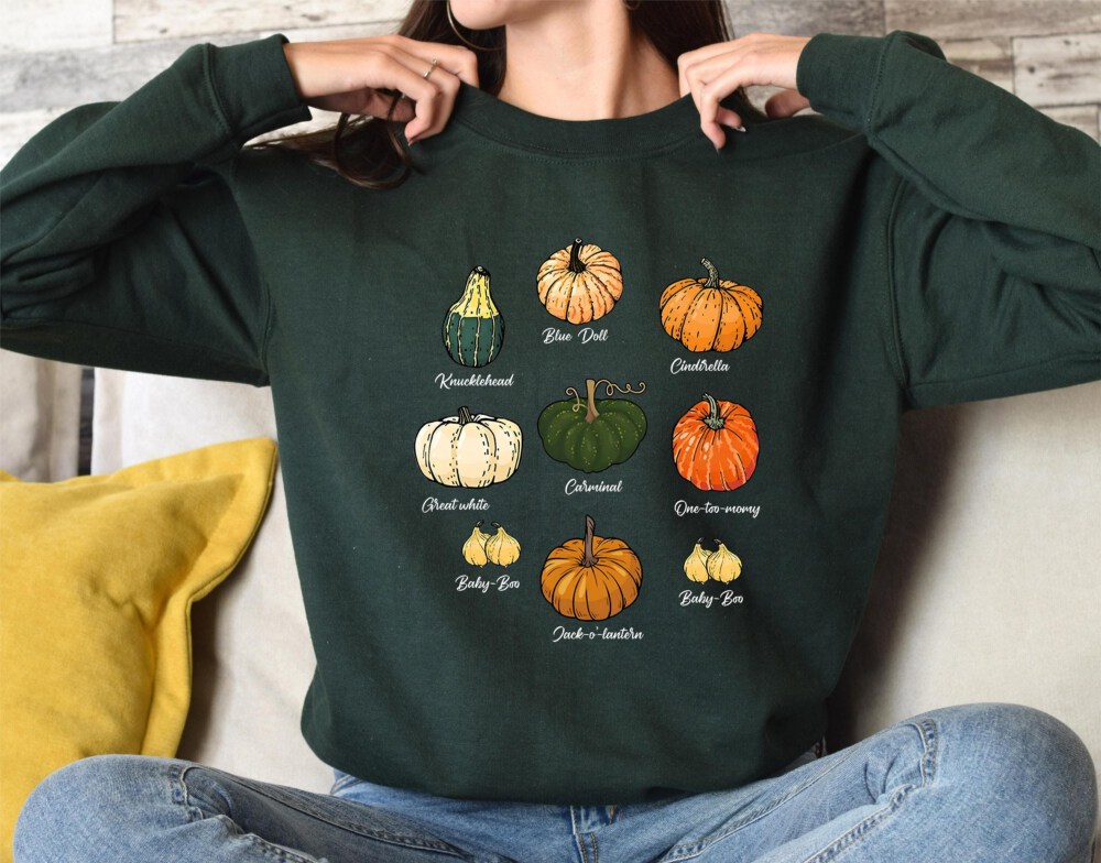 Type Of Pumpkins Sweatshirt, Fall Halloween Pumpkin Patch Shirt, Pumpkin Season Sweater, Holiday Tee, Autumn Sweater, Thanksgiving Gift