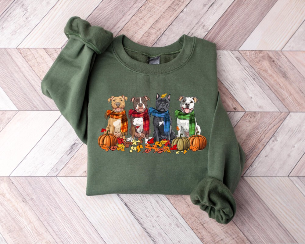 Pitbull Fall Dog Sweatshirt, Pitbull Ghost Dogs sweatshirt,Fall dog Shirt, Dog Lover Shirt, Pumpkin dog shirt, Thanksgiving shirt
