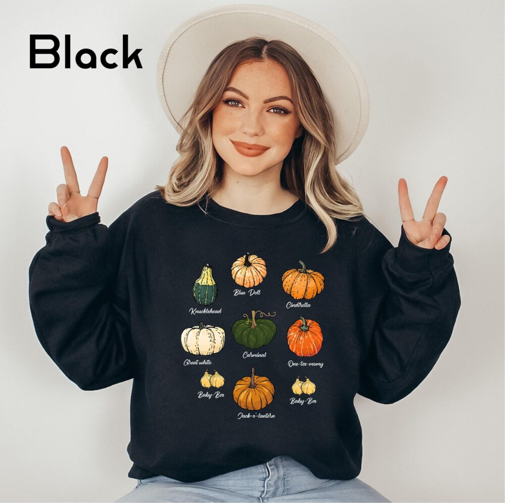 Type Of Pumpkins Sweatshirt, Fall Halloween Pumpkin Patch Shirt, Pumpkin Season Sweater, Holiday Tee, Autumn Sweater, Thanksgiving Gift