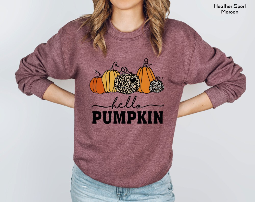 Hello Pumpkin Sweatshirt, Cute Fall Sweatshirts for Women, Thanksgiving Gift, Halloween Sweatshirts For Women, Fall Gifts, Autumn Sweatshirt