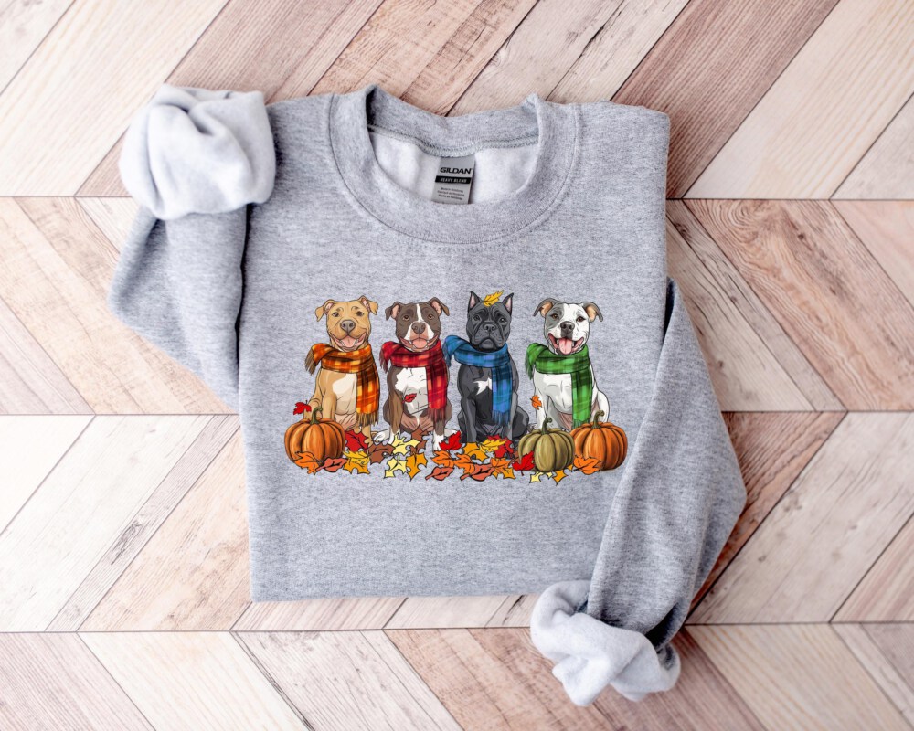 Pitbull Fall Dog Sweatshirt, Pitbull Ghost Dogs sweatshirt,Fall dog Shirt, Dog Lover Shirt, Pumpkin dog shirt, Thanksgiving shirt