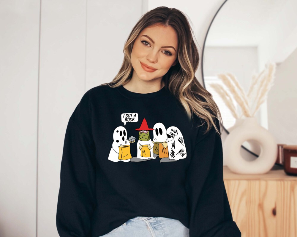 I Got A Rock Sweatshirt, Trick or Treat Sweatshirt, Ghost Halloween Sweatshirt, Peanuts Halloween Shirt, Spooky Sweatshirt, Funny Fall Shirt