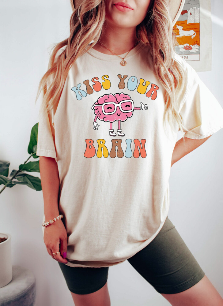 Comfort Colors® Teacher Shirt, Kiss Your Brain Shirt, Teacher Appreciation Gift, Retro Teacher Shirt, New Teacher Gift, Sped Teacher Shirt, Back To School