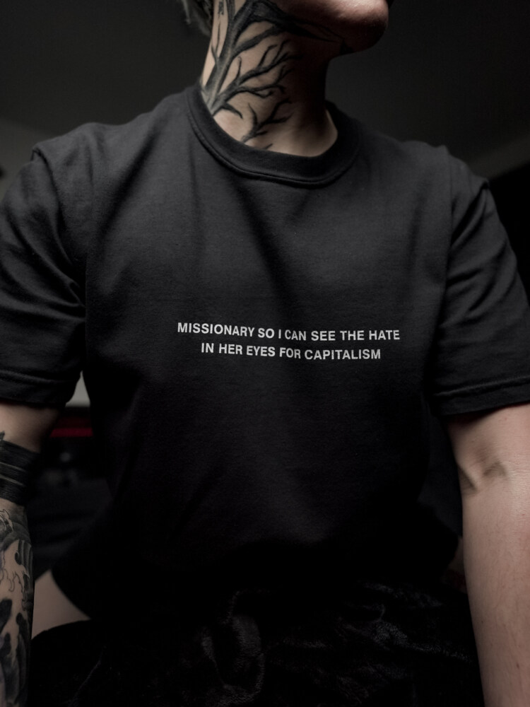 Missionary so I can see the hate in her eyes for capitalism - Unisex T-shirt - Pepper