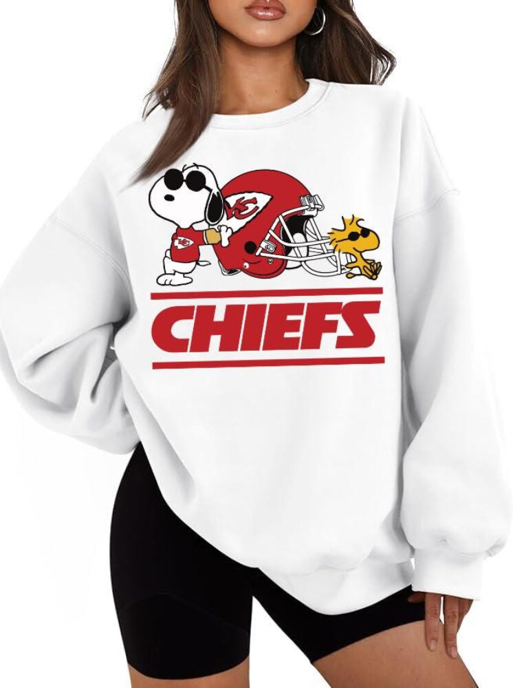 Chiefs snoopy sweatshirt, Kansas City football sweatshirt, Chiefs sweater, kc chiefs gift, Snoopy football, Chiefs pullover