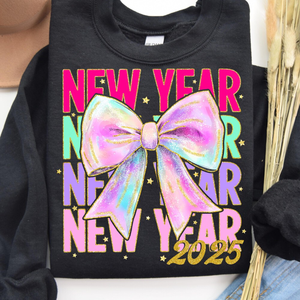 New year Coquette 2025 Sweatshirt, New Year 2025 Shirt, Happy New Year 2025 Shirt, Retro New Years Hoodie, 12 new chapters Sweatshirt