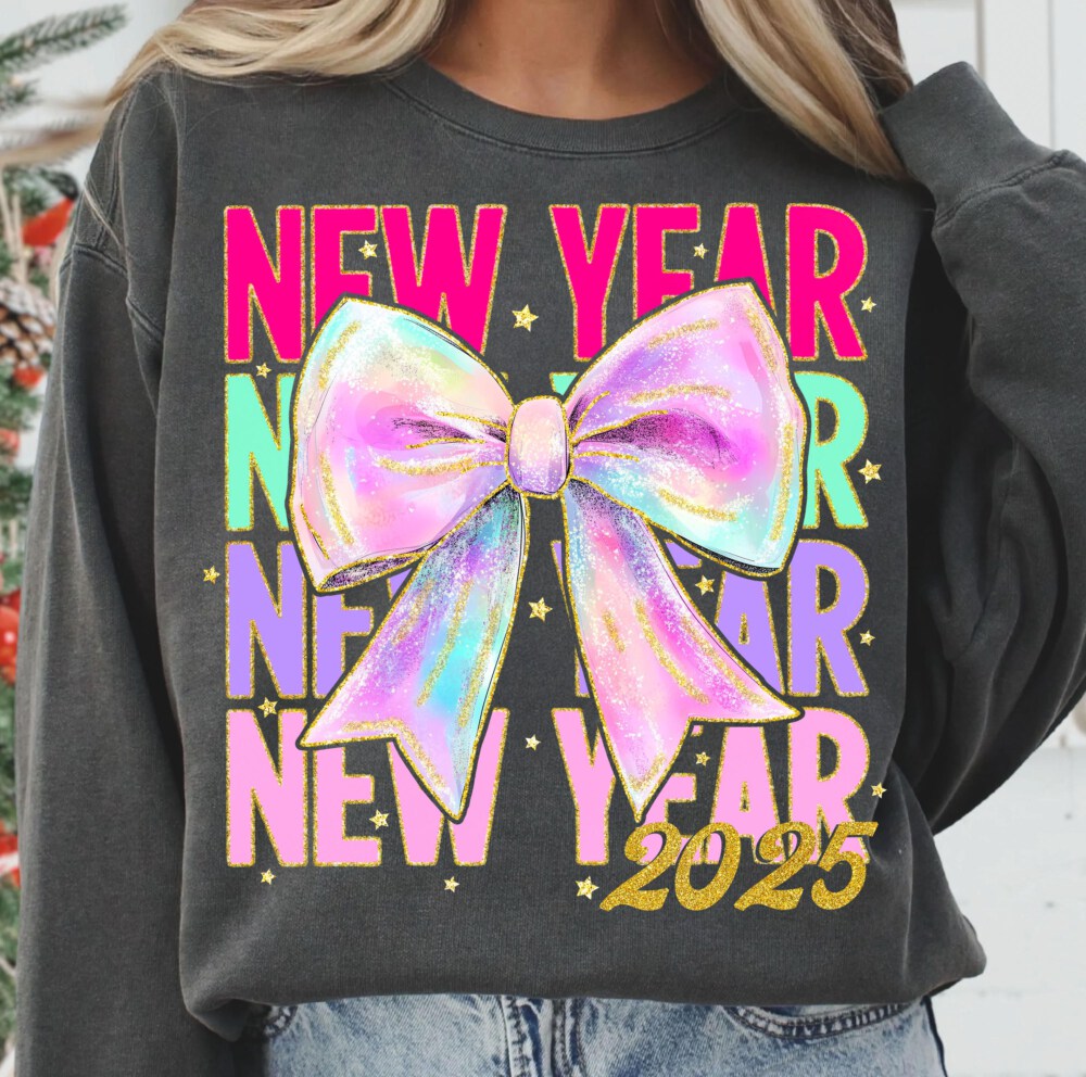 New year Coquette 2025 Sweatshirt, New Year 2025 Shirt, Happy New Year 2025 Shirt, Retro New Years Hoodie, 12 new chapters Sweatshirt