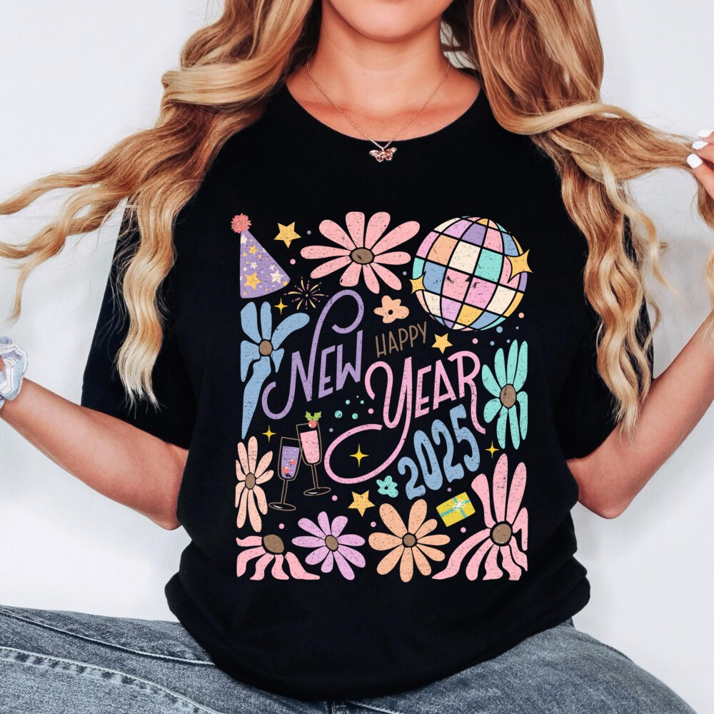 New year Boho 2025 Sweatshirt, New Year 2025 Shirt, Happy New Year 2025 Shirt, Retro New Years Hoodie, 12 new chapters Sweatshirt