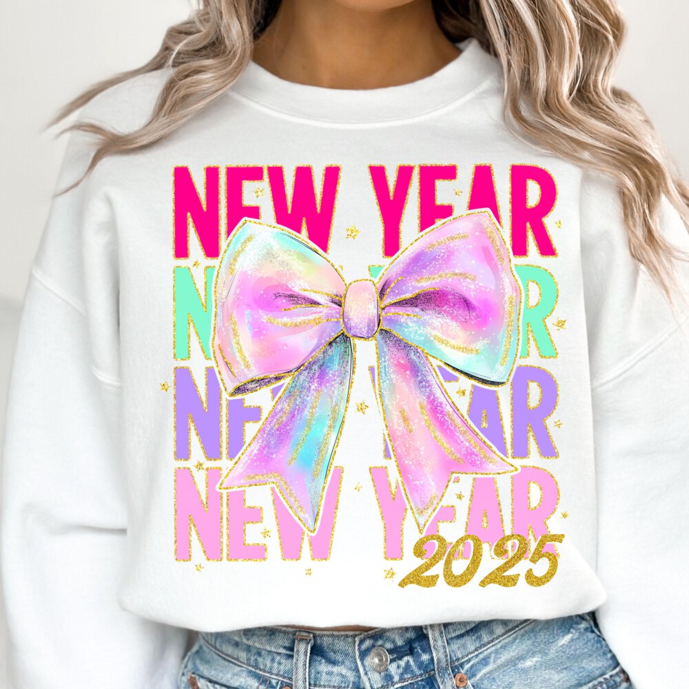 New year Coquette 2025 Sweatshirt, New Year 2025 Shirt, Happy New Year 2025 Shirt, Retro New Years Hoodie, 12 new chapters Sweatshirt