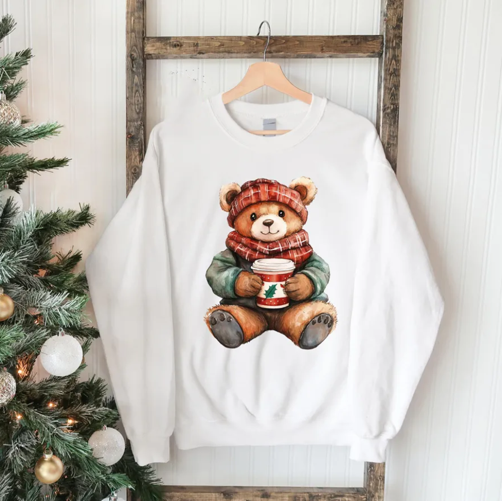 Christmas Bear Sweatshirt, Cute Bear Hoodie, Cute Christmas Gift, Xmas Bear Sweater, Christmas Season Apparel, Xmas Toy Sweatshirt